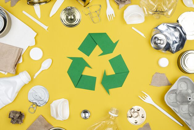 纸袋回收概念俯视图包装再生纸回收