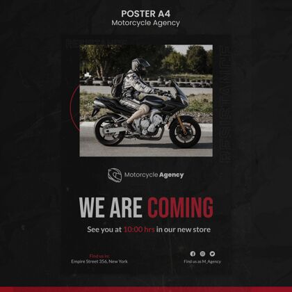 摩托车广告模板摩托车代理与男性车手男公司垂直