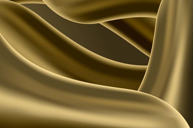波浪抽象流畅的金色波浪背景昂贵美丽光滑