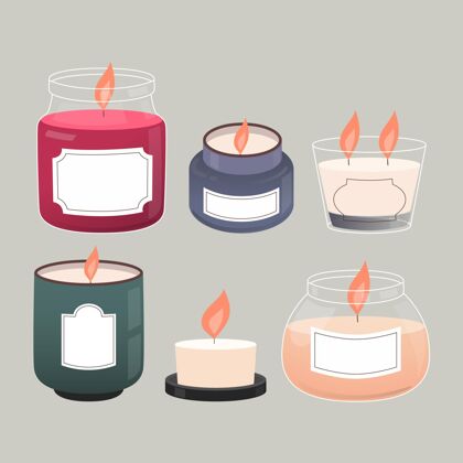 插图详细的香味蜡烛收集香水蜡烛火