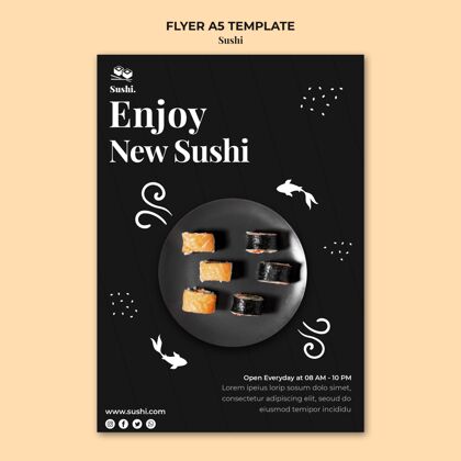 食品寿司传单模板与照片菜肴印刷模板寿司