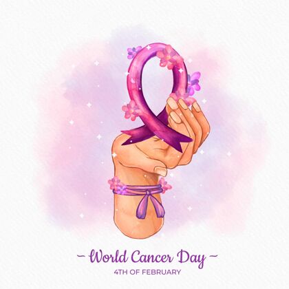 斗争水彩世界癌症日世界团结希望