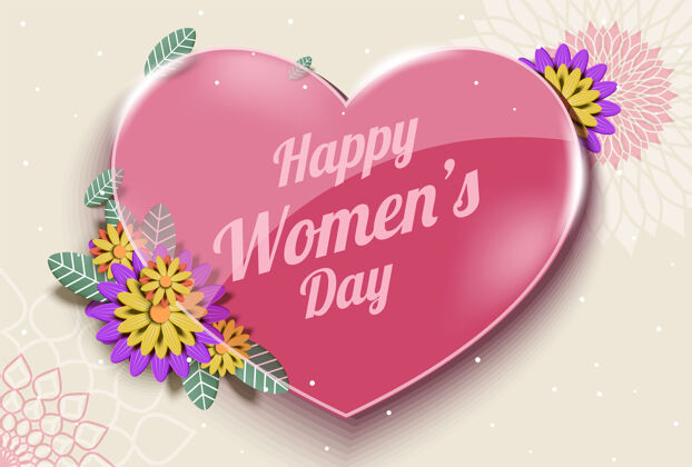 横向3月8日 国际妇女节快乐庆祝花女性
