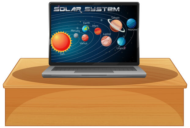 电脑屏幕上有太阳能系统的笔记本电脑图片插图移动