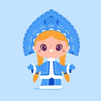 插图可爱的雪女角色节日可爱雪