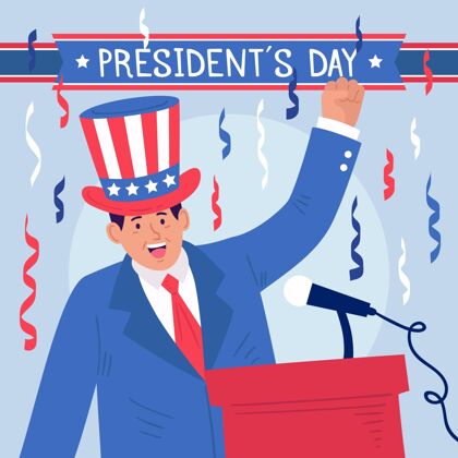 自由用插图画出总统节宣传片手绘总统美国