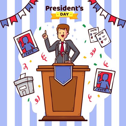 选举带插图的总统日活动宣传片爱国主义庆祝