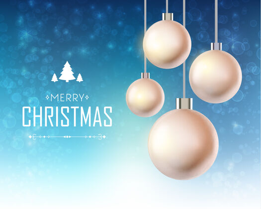 圆圈圣诞卡与现实挂圣诞饰品和铭文在发光的蓝色蓝色Noel现实