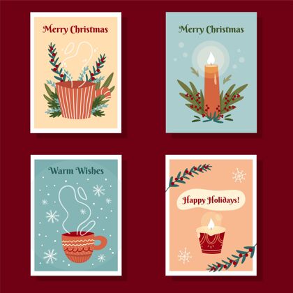 节日手绘圣诞卡模板圣诞卡传统卡片