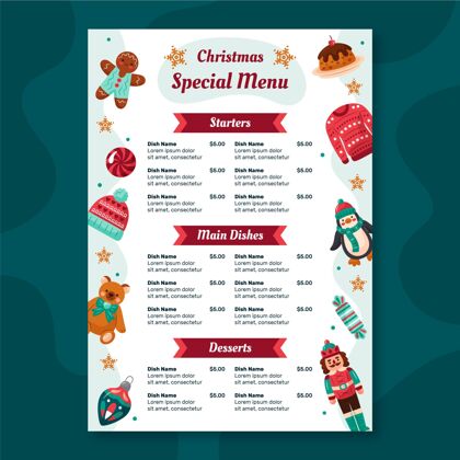 节日圣诞餐厅菜单模板菜单餐厅餐厅菜单