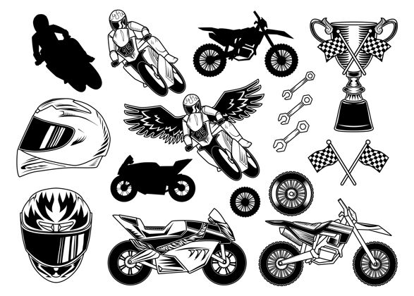 快速摩托车元素集俱乐部车辆车手