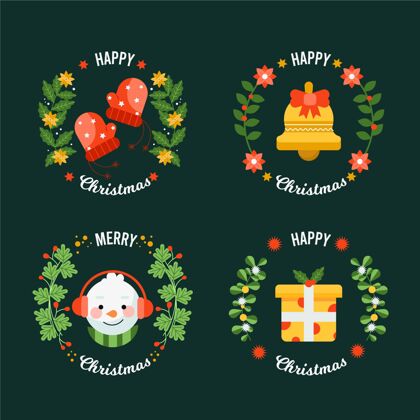圣诞快乐平面设计的圣诞标签系列标签设计问候