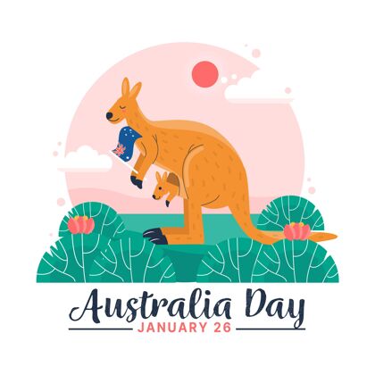 爱国主义澳大利亚平日插画国家自由一月