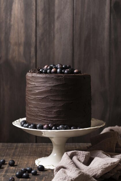 美食美味巧克力蛋糕概念正面图景观营养复制