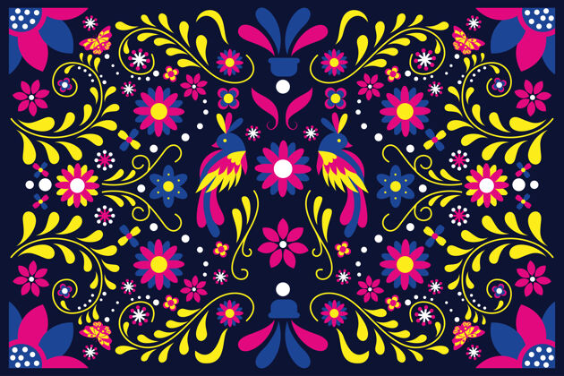 花瓣平面设计彩色墨西哥年份传统花