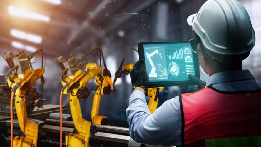 智能智能工业机器人手臂数字化工厂技术的现代化工程师机器学习