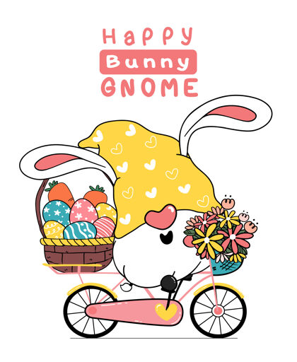 幻想可爱的复活节侏儒兔子耳朵卡通插图兔子耳朵人物复活节兔子