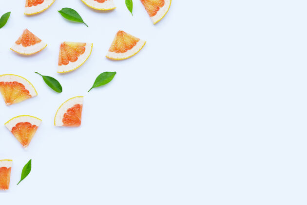 饮食高维生素c白底多汁葡萄柚片铺设健康最小