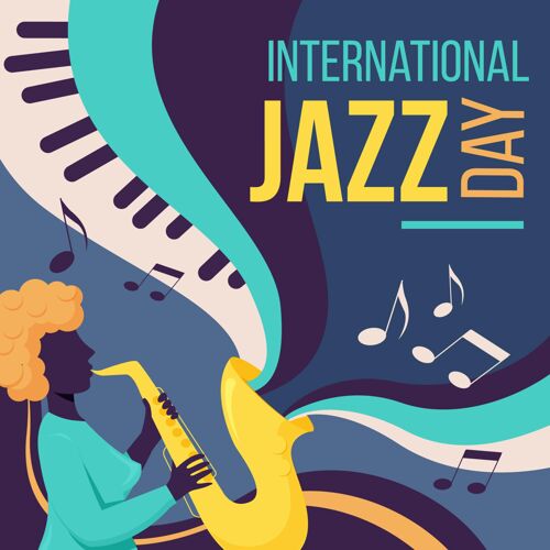 音乐节平面国际爵士日插画爵士乐音乐会乐器
