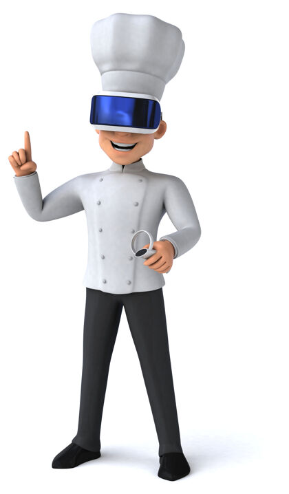 网络厨师戴着vr头盔的有趣插图男人虚拟现实设备