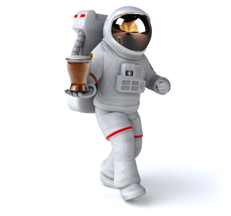 科学有趣的宇航员三维插图酒精科学家未来