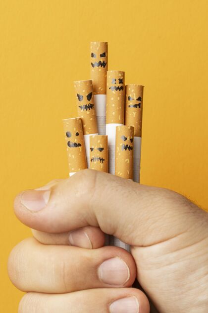 不健康顶视图无烟日元素安排危险吸烟香烟