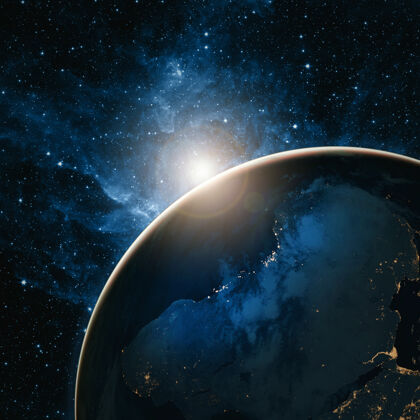 天文学日出在地球上-这张图片由美国宇航局提供的元素世界平流层外