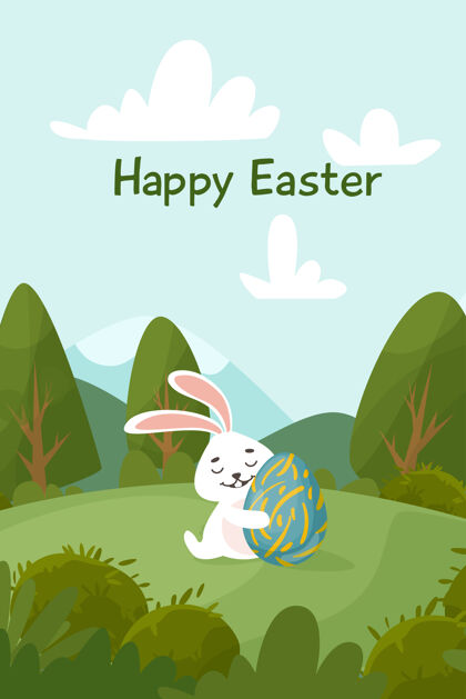 鸡蛋复活节兔子和一个鸡蛋在草地上兔子复活节兔子