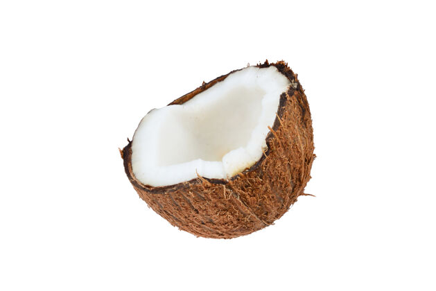 自然白色椰子背景空间用于文本或设计一半水果圆形