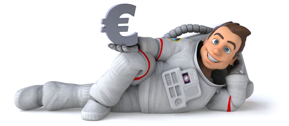 商业有趣的宇航员插图金钱科幻月球