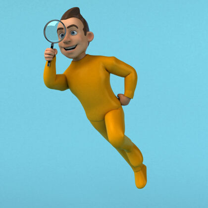 乐趣搞笑的3d卡通黄色人物时尚搜索休闲