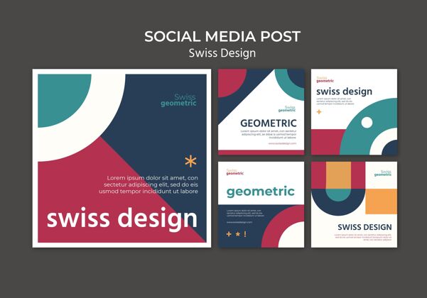 收藏瑞士设计社交媒体帖子现代包装多边形