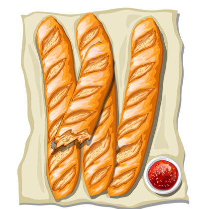 法式面包经典的法式面包草莓酱顶视图面包