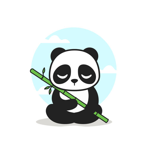 竹子可爱的熊猫坐在白色的竹子上熊猫坐云