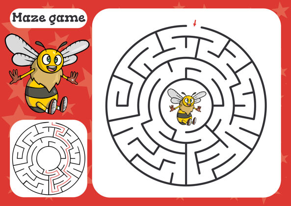 卡通小朋友用蜜蜂做的迷宫游戏活动娱乐娱乐