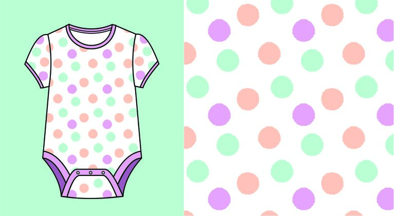 服装带圆点图案的婴儿连身衣无缝婴儿服装工作服