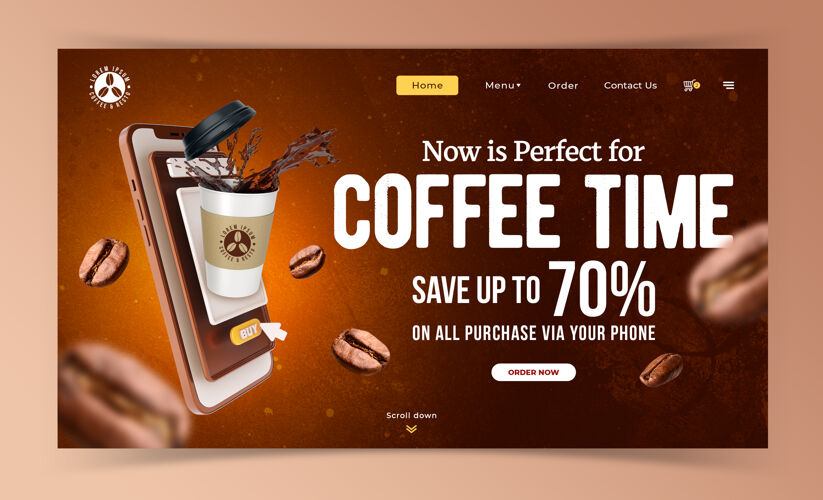 折扣创意概念咖啡营销推广模板饮料模板销售