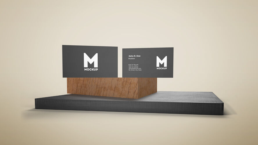 现代木制讲台上的名片模型舞台顶视图名片模型