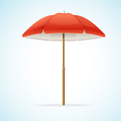 度假插图红色沙滩伞孤立的背景度假阳伞雨伞