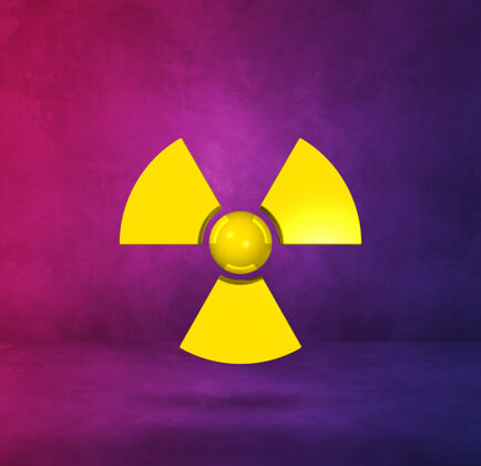 废物放射性符号隔离在紫色工作室背景上垃圾安全污染