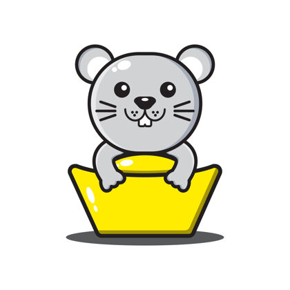 动物可爱的老鼠中国十二生肖隔离在白色老鼠十二生肖吉祥物