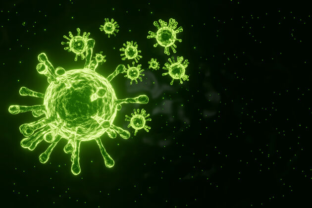 生物学绿色病毒细胞细菌三维渲染 医学和科学概念医学细菌渲染