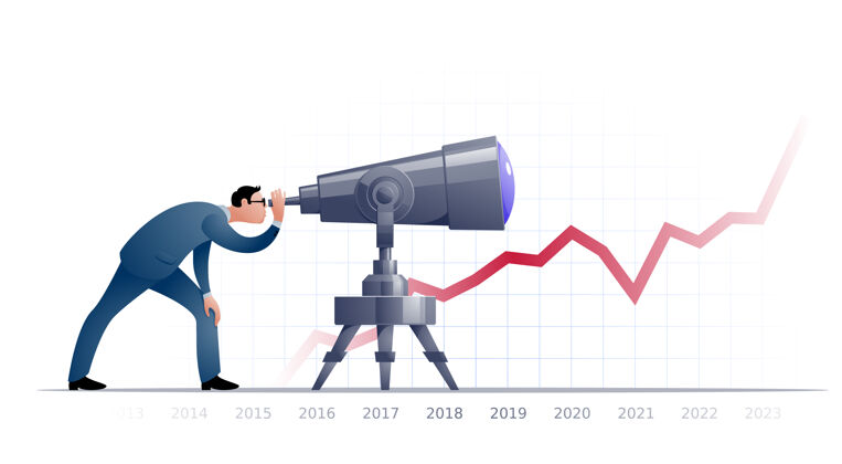 寻找带着望远镜探索未来的商人未来控制预测