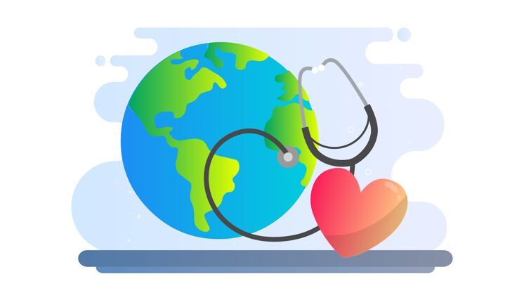 健康世界卫生日插画背景创意平面设计生病