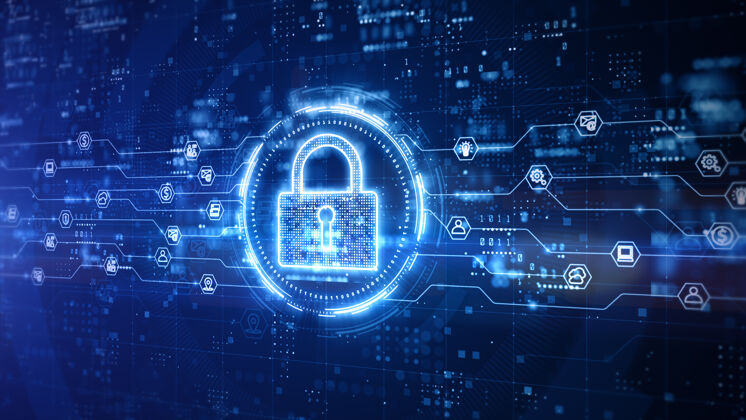 网络网络安全挂锁数字设计与蓝色背景社会互联网技术