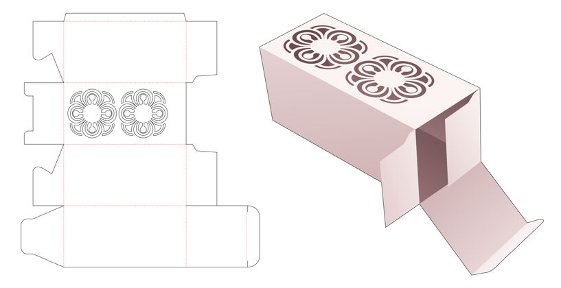 纸板化妆盒与模板曼荼罗模式模切模板蓝图盒轮廓