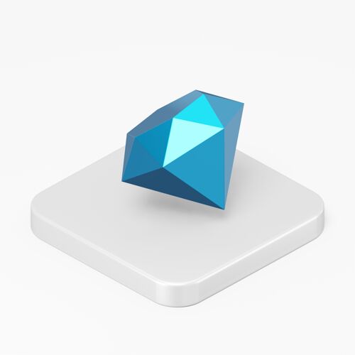 珍贵蓝色钻石图标在三维渲染界面uiux元素接口宝石钻石