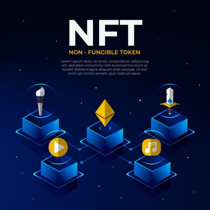加密货币平面设计说明nft概念支付交易交换