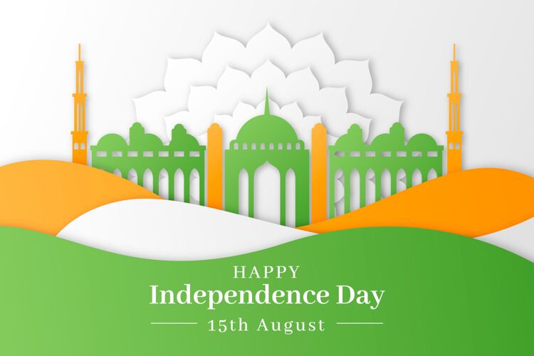 独立日纸质印度独立日插画印度国旗印度独立日泰姬陵