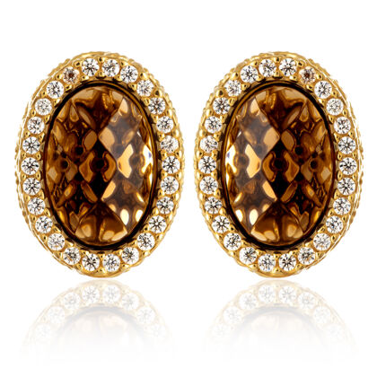 双黄金耳环时尚搭配宝石宝石珍贵优雅